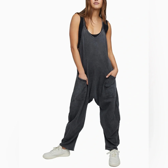 Free People Hot Shot Onesie Black Washed XS B1171 - Picture 6 of 9